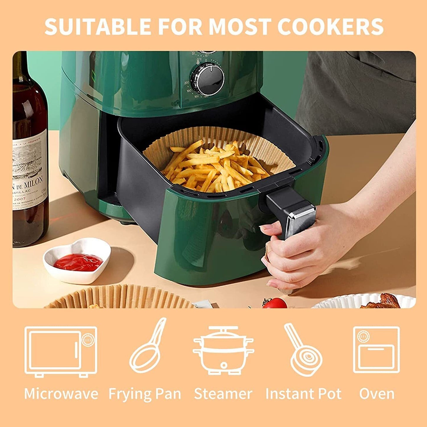Air Fryer Disposable Liners – 200 PCS