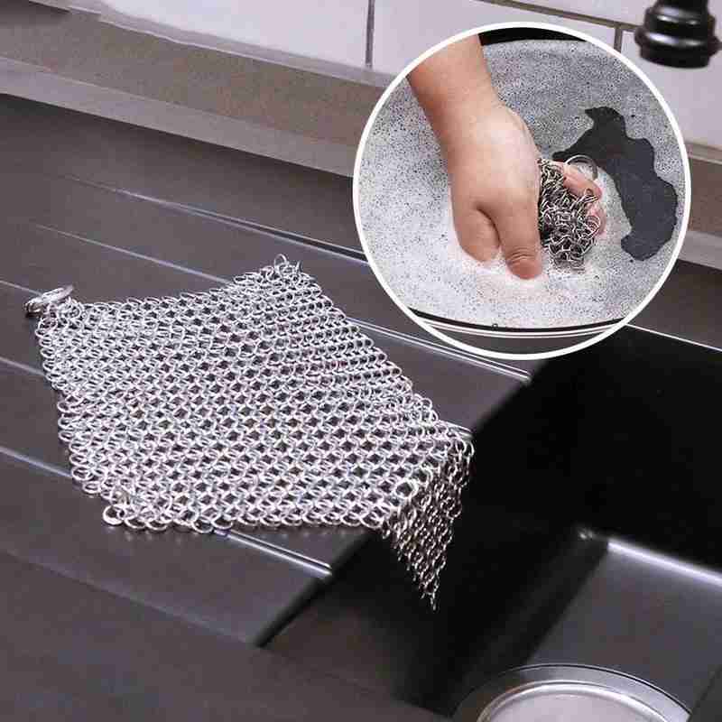 EcoChef™ Stainless Steel Cast Iron Scrubber – 316 Chainmail Cleaner