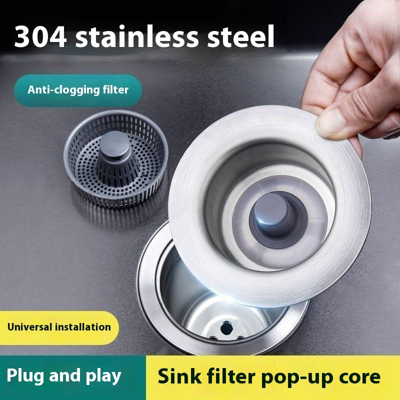 EcoChef™ Smart Sink Drainer – Stainless Steel Bounce Core Plug