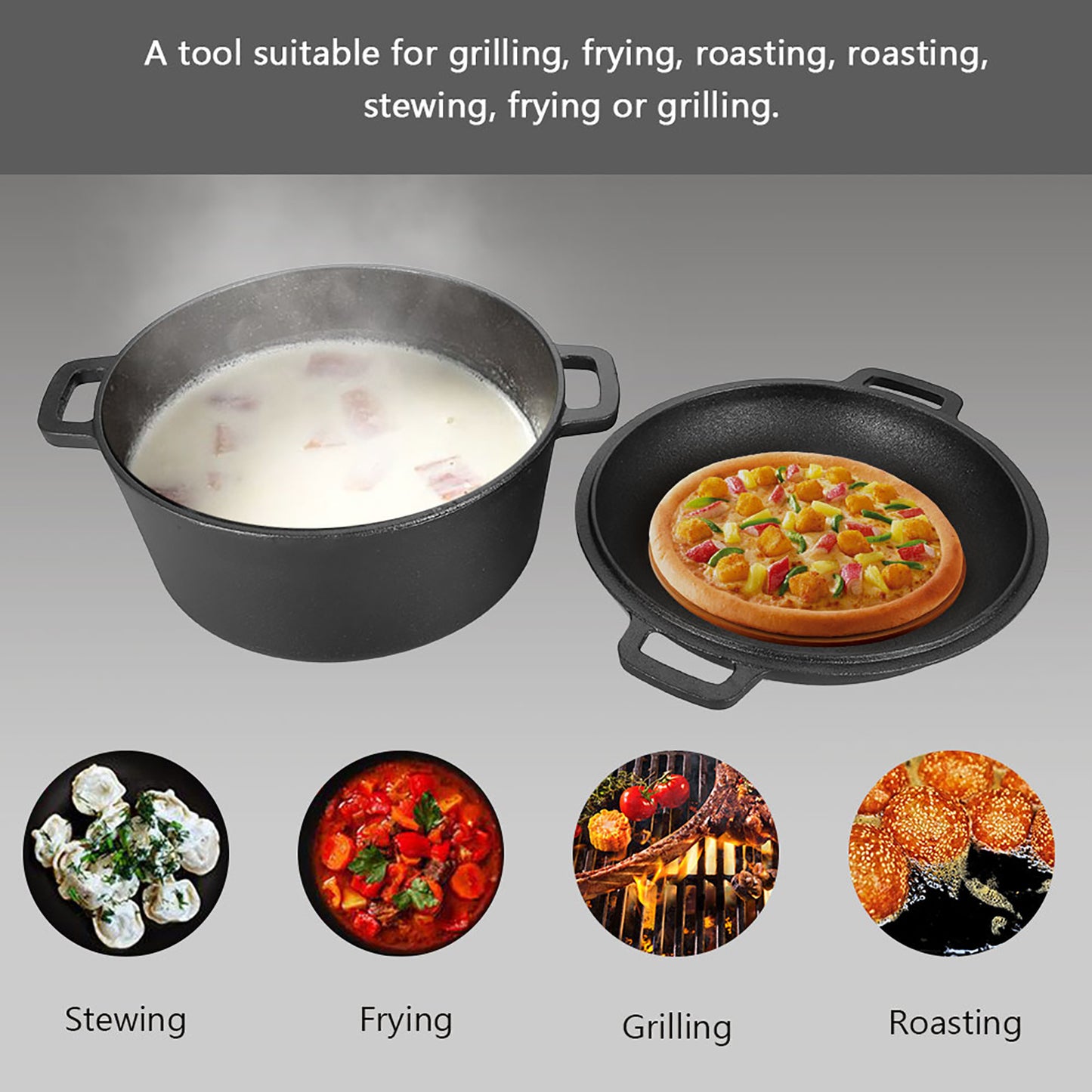 Pure Iron Double Dutch Oven – Timeless Cooking!