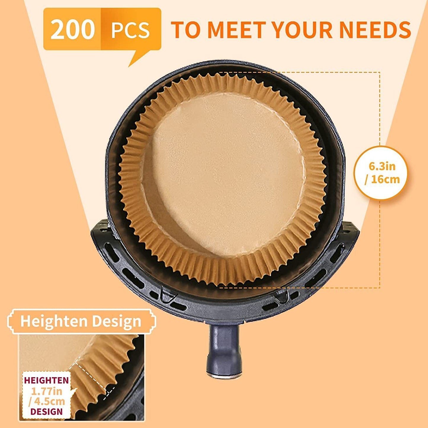 Air Fryer Disposable Liners – 200 PCS