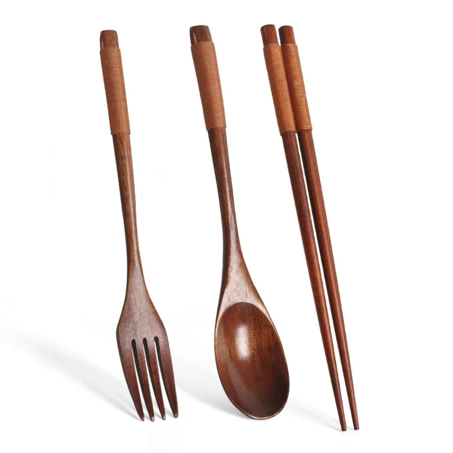 EcoChef™ Natural Wooden Utensil Set – 5-Piece Eco Tableware