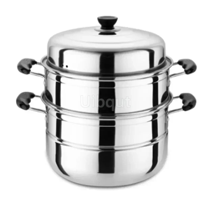 Acciaio inossidabile due tre strati pentola a vapore spessa pentola a vapore zuppa pentole universali per fornello a induzione fornello a gas pentola a vapore