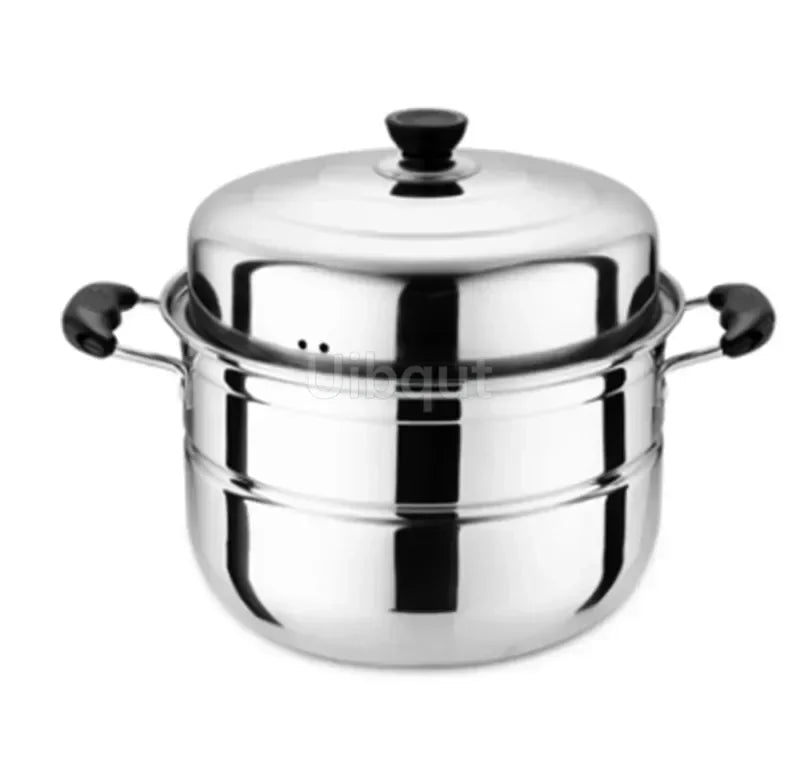 Acciaio inossidabile due tre strati pentola a vapore spessa pentola a vapore zuppa pentole universali per fornello a induzione fornello a gas pentola a vapore