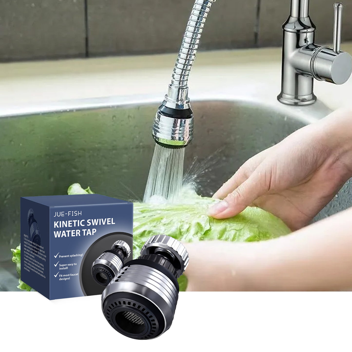 Gorgogliatore universale per rubinetto con ugello rotante – Filtro per rubinetto ecologico
