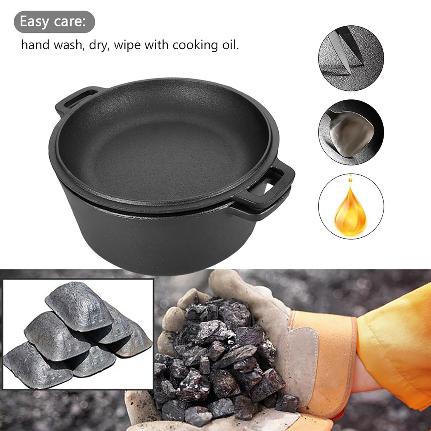 Pure Iron Double Dutch Oven – Timeless Cooking!
