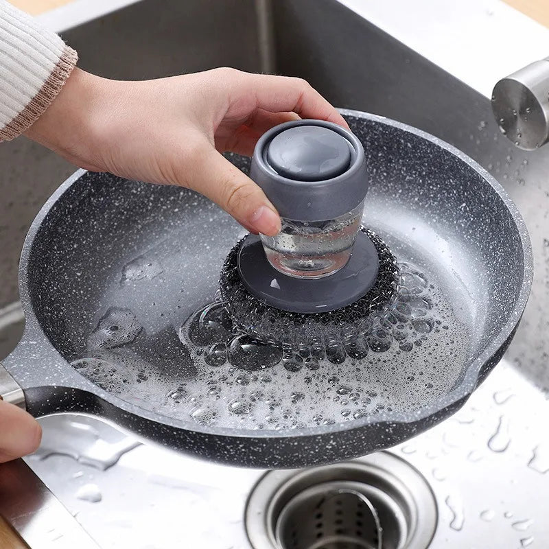 Spazzola per la pulizia multifunzione EcoChef™ Press - Strumento portatile per l'erogazione del detersivo da cucina