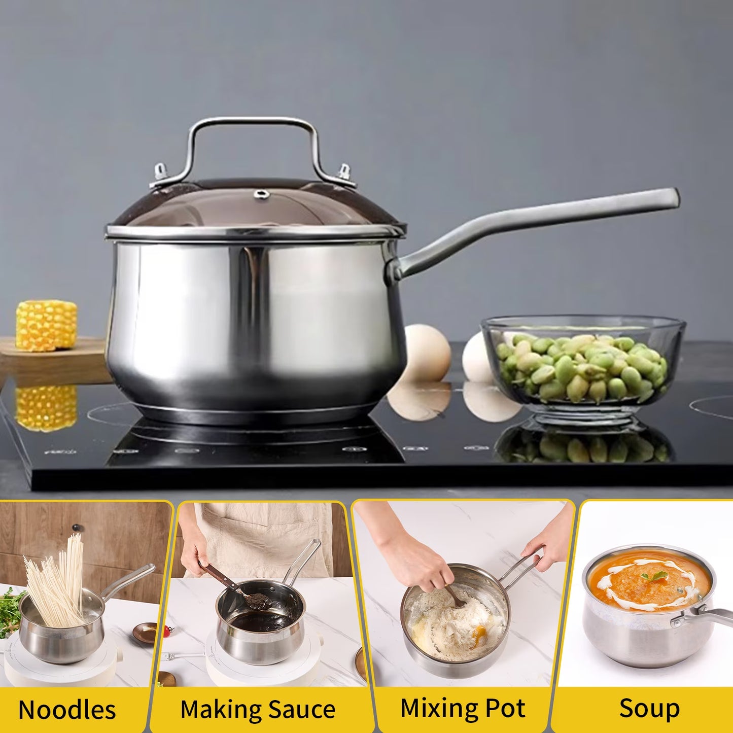Stainless Steel Saucepan - For All Stoves
