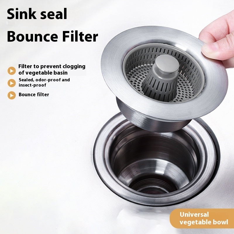 EcoChef™ Smart Sink Drainer – Stainless Steel Bounce Core Plug