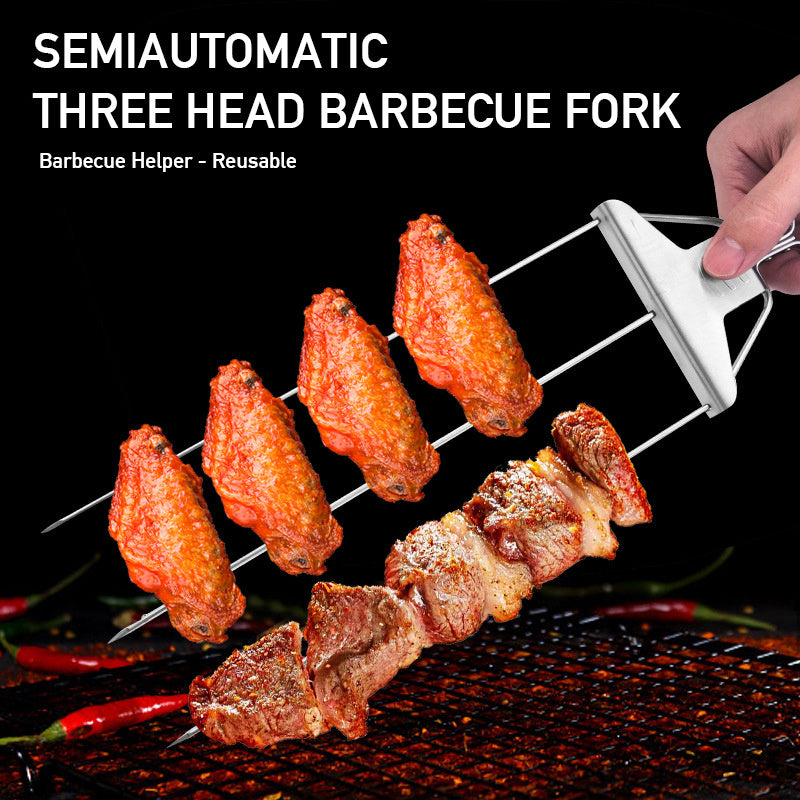 EcoChef™ 3-in-1 Stainless Steel Skewers – Kebab & Grill Fork Set