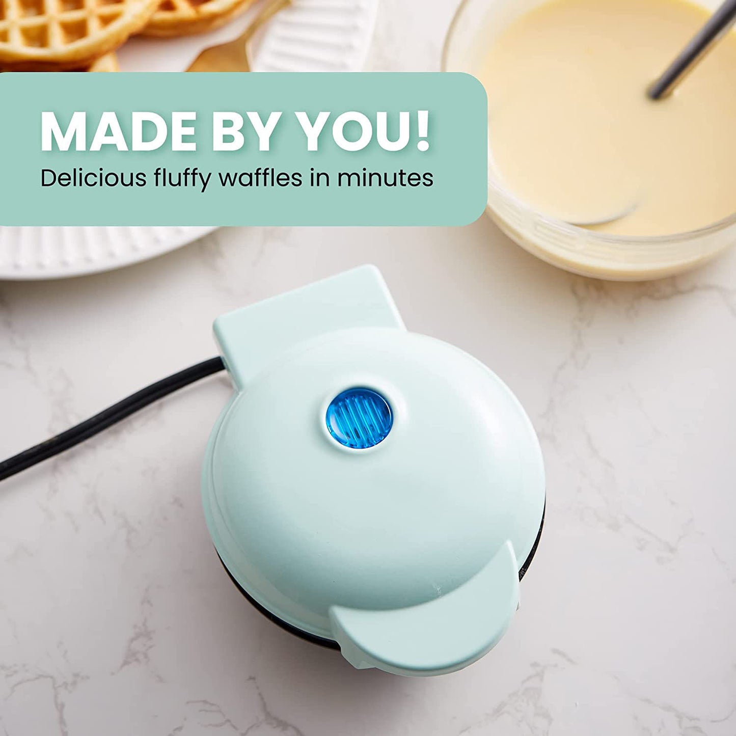 EcoChef™ Mini Waffle Maker – Forme a cuore e rotonde per colazioni perfette